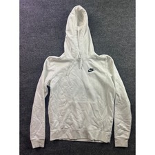 Nike Hoodie Women Small White Embroidered Logo Pullover Fleece Pocket