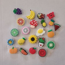 22 Pcs Crocs Jibbitz Shoe Charms Fruit Mushroom Pumpkin Flower Grapes