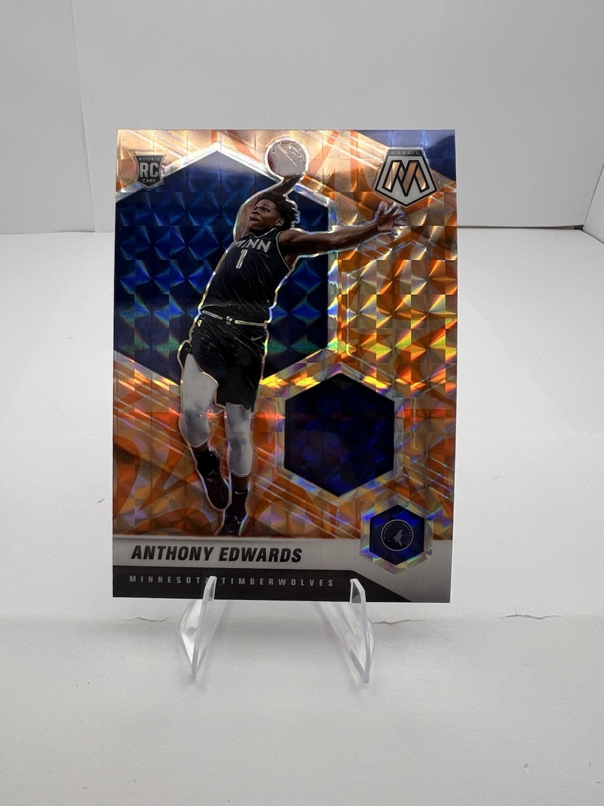 2020-21 Panini Mosaic Reactive Orange Prizm #201 Anthony Edwards RC ROOKIE