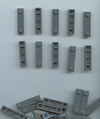 LEGO x 20 Dark Bluish Gray Plate, Modified 1 x 4 with 2 Studs with Groove