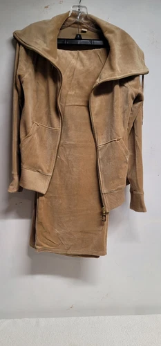 SET DONNA MICHAEL KORS VELLUTO BEIGE FELPA MEDIA PANTALONI GRANDI LOGO ZIP