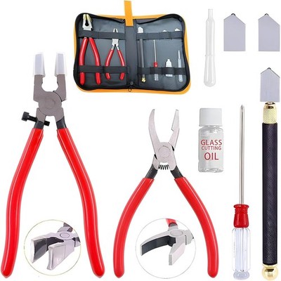 Glass Cutting Tool Set Kit,Premium Glass Running Breaking Pliers and Class Cu...