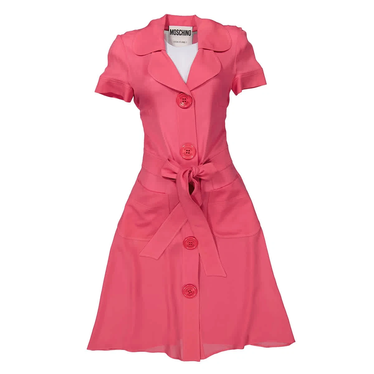 Abito camicia donna Moschino in seta fucsia con cintura