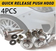 4X Push Button Quick Release Car Bumper Hood Lock Pins Clip Bonnet Latch Kit USA