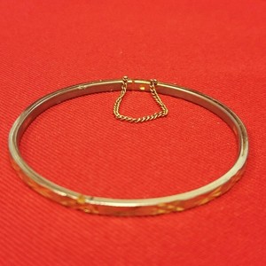 Authentic Vintage Gold Plated Hinged Bangle Bracelet Bright Cut Pattern