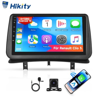 6+128GB Carplay Android 15 Autoradio GPS Navi Kam Für Renault Clio MK3 2005-2012