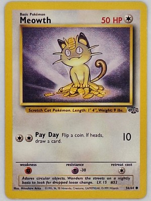 Meowth Jungle 56/64 Pokemon Card Moderately Played 