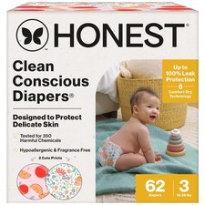 The Honest Company Clean Conscious Diapers  Size 3, 62 ct  Up to 100 Leakproo