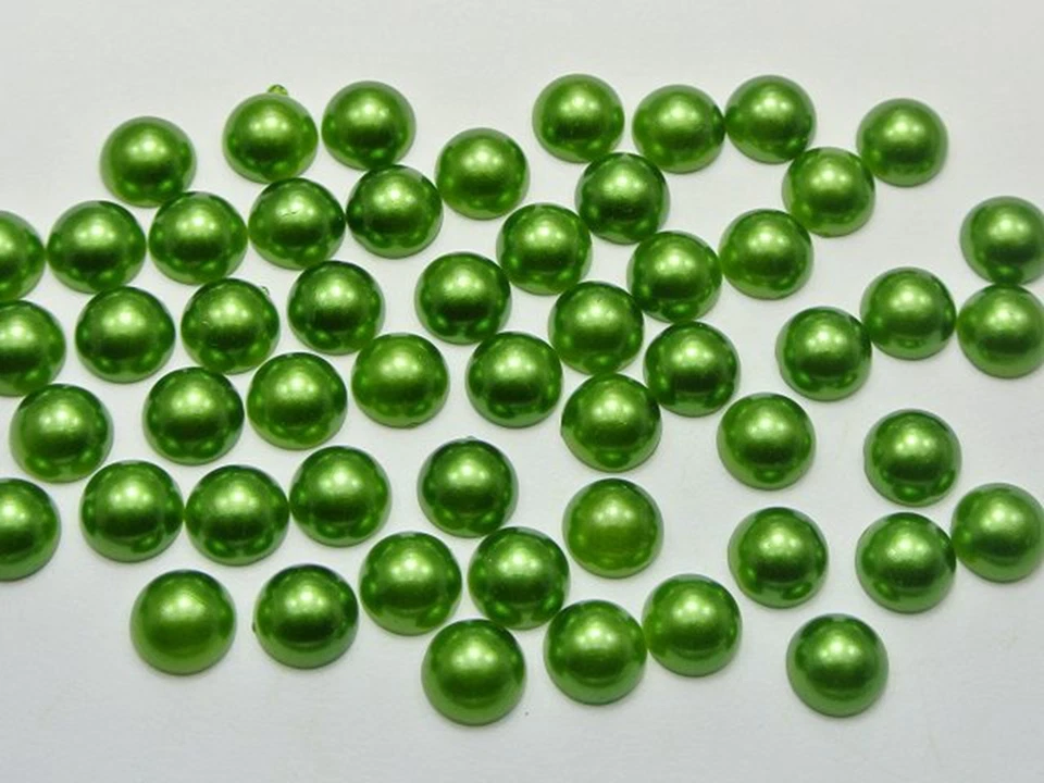 200 Dark Green Color Acrylic FlatBack Half Pearl Bead Flat Back 10mm Scrapbook - Image 4 of 4