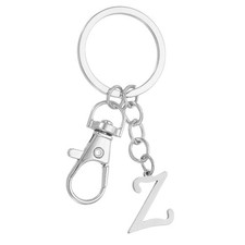 Initial Letter Key Chains, Letter Z Key Chain Pendant Key Ring, Silver