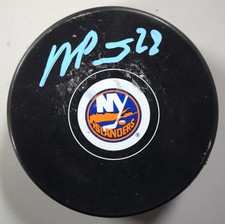 Alexander Romanov Signed New York Islanders Logo Hockey Puck Autograph Signature