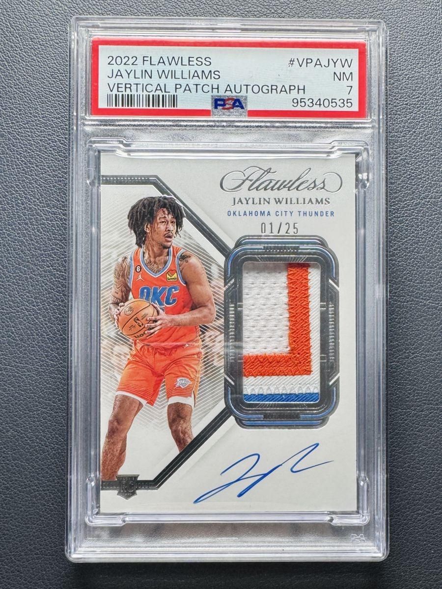 2022-23 Panini Flawless Jaylin Williams RC Rookie Vertical Patch Auto 01/25=1/1 view 1