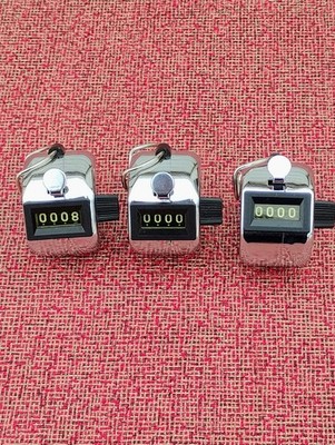 4-Digit Manual Tally Counter Handheld Metal Clicker Golf Sports Set Of 3