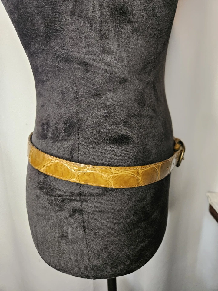 Cinturón vintage de imitación de cuero con estampado de cocodrilo marrón para mujer grande 38" 1" con hecho en EE. UU. Foto 4 de 4