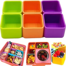 Silicone Lunch Box Dividers Square Bento Box Kit Accessories Meal Prep Contai...