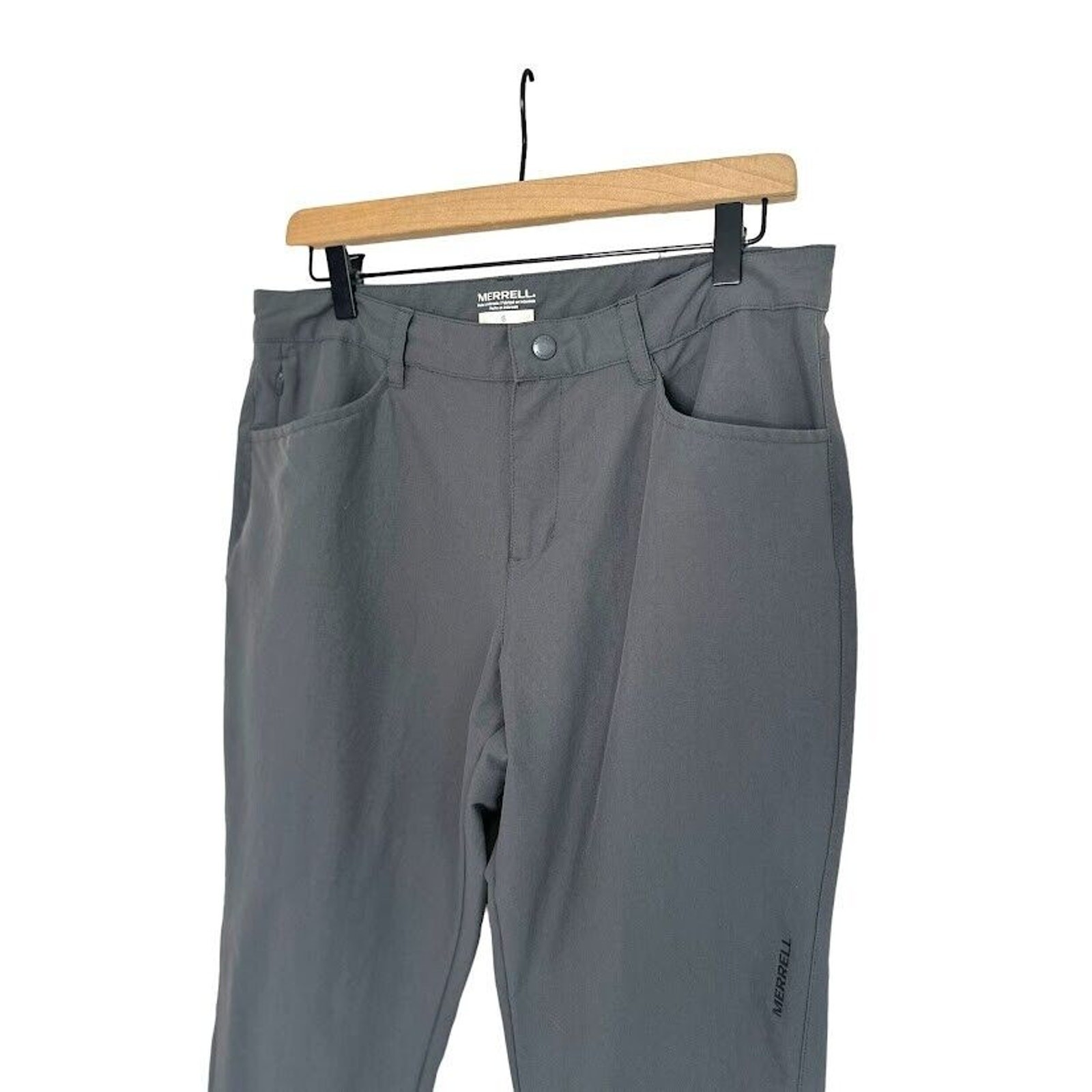 Merrell Pantalone Donna Grigio Escursionismo Leggero Nylon Dritto Zip Tasche Taglia 6