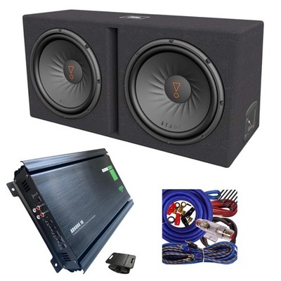 JBL Dual 12'' Sub Enclosure + Audio360 6000W Car Competition  Amplifier + Kit