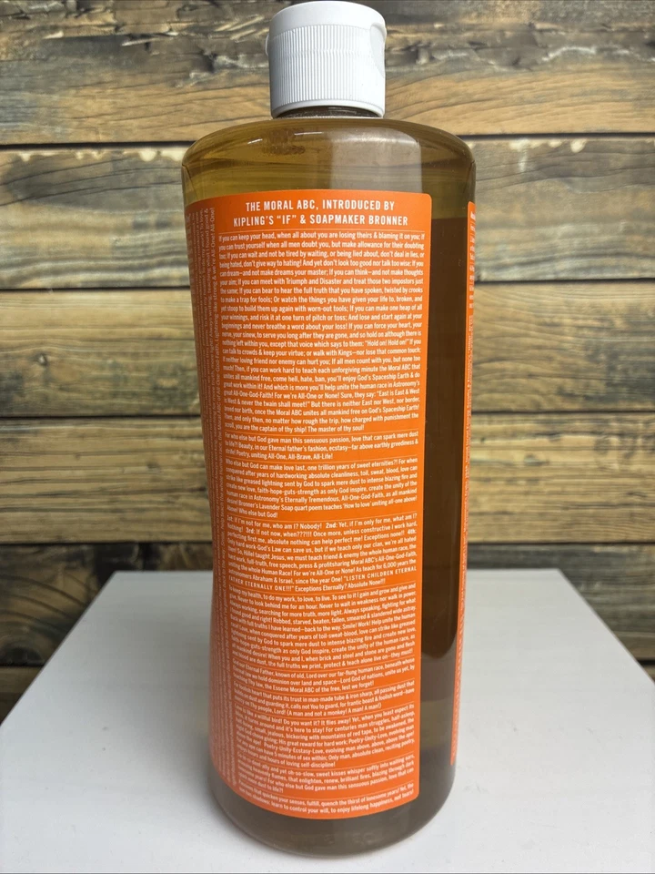 Dr Bronner's Tea Tree Pure Castile Soap 32oz Organic Fair Trade Cleaning Agent - Image 3 of 4