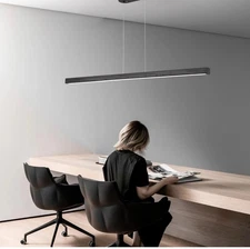 31.5" Black Linear Pendant Light Wooden Led Linear Pendant Light Fixtures Cei...