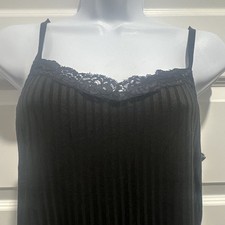 Candie  s Women  s Solid Lace Trim Adjustable Strap Camisole M Black