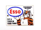 VINTAGE ESSO PORCELAIN METAL SIGN 4-3/4" x 3-1/2" PUT A TIGER IN YOUR TANK GAS