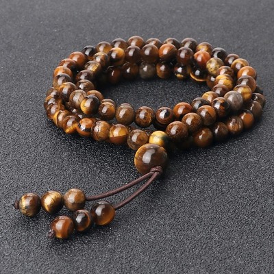 Tiger Eye Onyx Beaded Necklace Black Lava Stone Beads Bangles Mens Jewelry