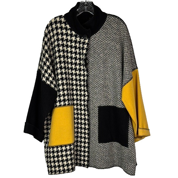 Vintage Frank Murphy Patchwork Wool Button Up Ove… - image 1