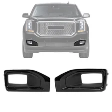 Pair For GMC Yukon / Yukon XL 2015-2020 Gloss Black Fog Light Bezel Cover Trim