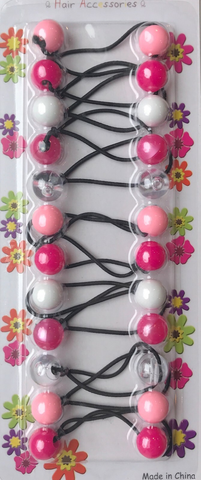 Ponytail Holder Hair Tie Ballies/Knockers Pink Mix with Clear