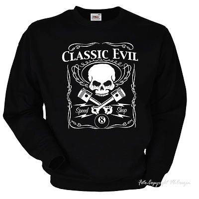 HotRod Sweatshirt Speed Shop Garage Skull Kustom pistons Rockabilly Biker *1091