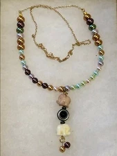 " I'm Strong"  White and brown turquise Essential Oil Diffuser  Necklace 