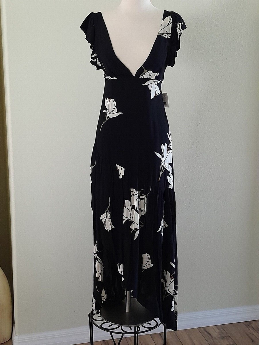 Free People She's A Waterfall Maxi Women's Dress Black Combo : 0