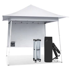 8x8ft Pop-Up Canopy Tent with Slant Legs, Backpack, Side Wall, Portable Shelter