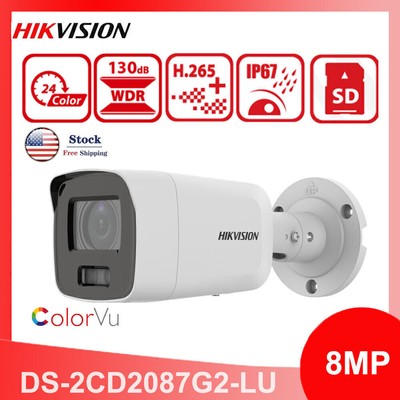 Hikvision Security IP Camera 8MP 4K ColorVu MIC DS-2CD2087G2-LU 2.8mm AcuSense
