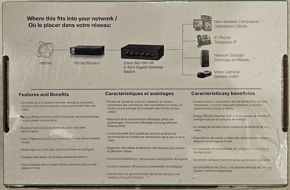 Cisco  (SG100D-05) 5-Port Gigabit Desktop Switch - Image 3 of 4