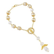 Bulk 12 x Gold Pearl Baptism Rosary Favors Wedding Pearl Rosary Recuerdo Bautizo