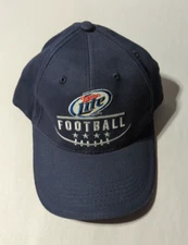 MILLER LITE BEER FOOTBALL EMBROIDERED ADJUSTABLE BLUE BASEBALL CAP HAT