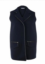 Designer Aurora Firenze Italy One Size Stunning Women's Vest Coat Blue Nwt