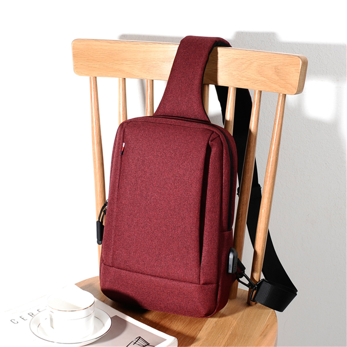 Zaino Tracolla Uomo Mixroom - Con Porta USB, Design Compatto, Per Viaggio E Uso Quotidiano - Foto 11