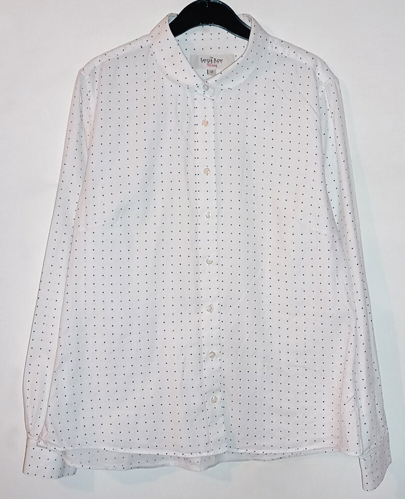 FILA Camicia donna The Savile Row Company UK 12 bianco blu a pois 100% cotone