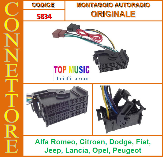 LANCIA Ypsilon dal 2016 Uconnect CONNETTORE MONTAGGIO AUTORADIO ORIGINALE LANCIA