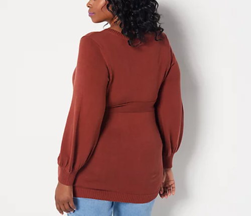 Girl With Curves - Faux Wrap Sweater 