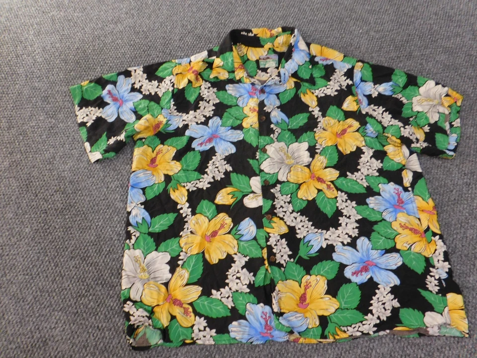 Camisa Reyn Spooner XL Hombre Verde Floral Hawaiano Hilado Rayón Abotonada Foto 3 de 4