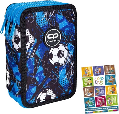 Federtasche 3-fache Federmäppchen gefüllte Schüleretui Fußball Soocer