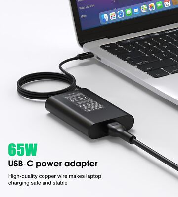65W USB Type C Charger for Dell XPS and Latitude Laptops