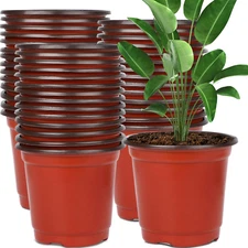 Augshy 130 Packs 6 Inches Plastic Plant Nursery Pots, Seed Starting Pot Flower C