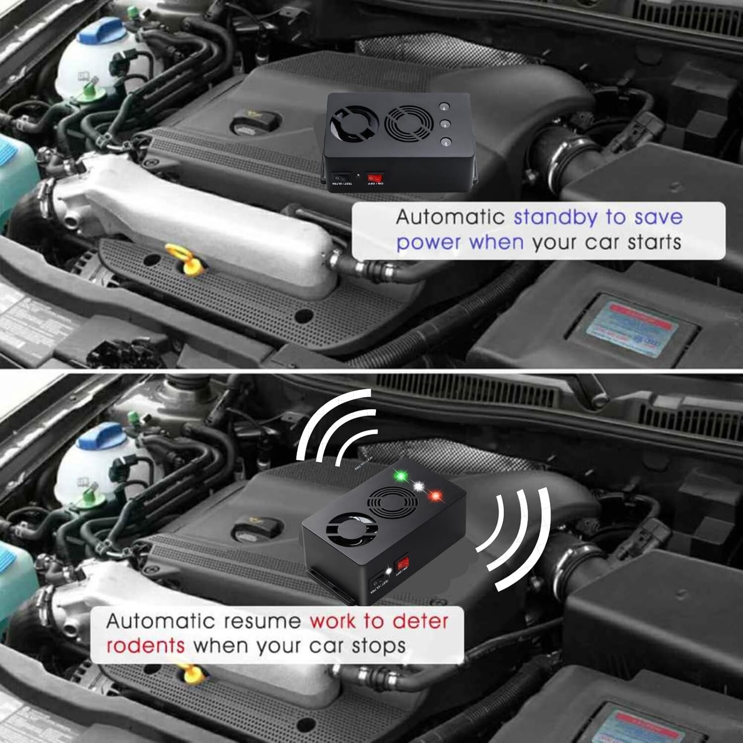 Rodent Electronic Repellent Battery Operated Ultra Sonic Rat Repeller, 2 Pack.