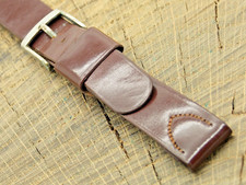 Watch Band Vintage 16mm Brown Shell Cordovan w Silver Tone Buckle Pre-Owned
