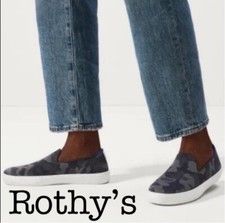 ROTHY  S Women  s Size 7 The Original Slip On Sneaker Camo Black /Grey /Blue