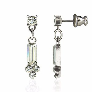 Authentic Forever Silver or Gold Plated Baguette Dangle Earrings Austrian Crystal Surgical